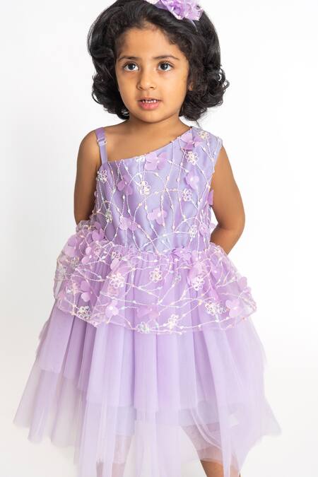 A Little Fable Purple Polyester, Cotton Embroidery, Applique Gardenia Work Dress Online at Aza Fashions A Little Fable_Purple Polyester, Cotton Embroidery, Applique Gardenia Work Dress _Online_at_Aza_Fashions