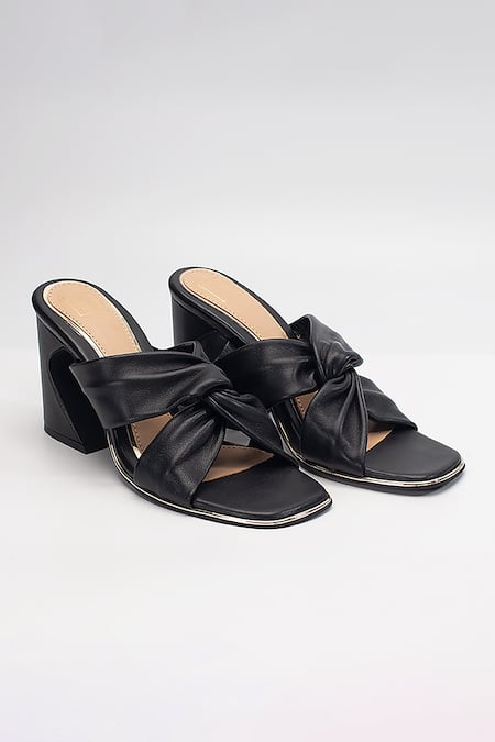 Heel Your Sole Lulu Knotted Cutout Strap Block Heels 