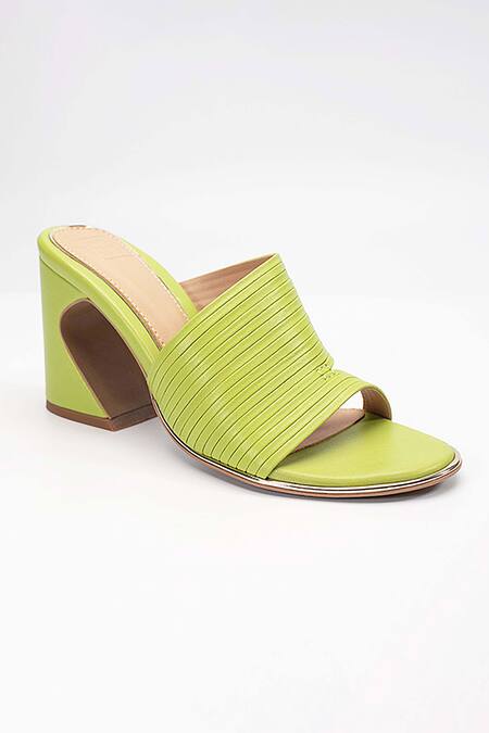 Buy Heel Your Sole Green Plain Kiko Striped Piping Pattern Heels Online at Aza Fashions Buy_Heel Your Sole_Green Plain Kiko Striped Piping Pattern Heels _Online_at_Aza_Fashions