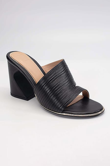 Shop Heel Your Sole Black Plain Kiko Striped Piping Cutout Strap Heels at Aza Fashions Shop_Heel Your Sole_Black Plain Kiko Striped Piping Cutout Strap Heels _at_Aza_Fashions