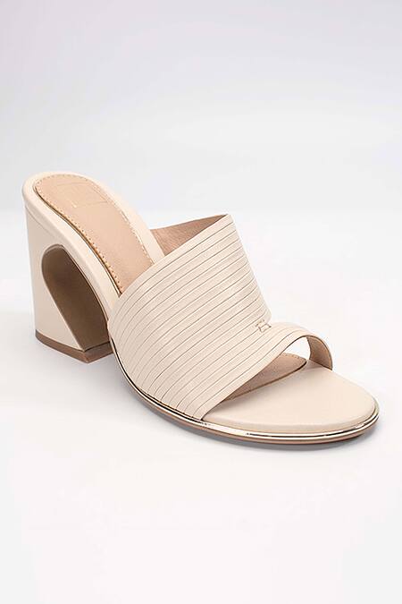 Buy Heel Your Sole Beige Plain Kiko Striped Strap Block Heels Online at Aza Fashions Buy_Heel Your Sole_Beige Plain Kiko Striped Strap Block Heels _Online_at_Aza_Fashions
