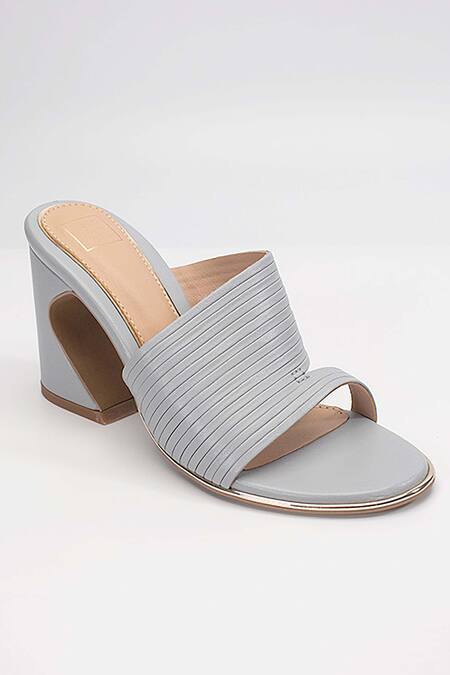 Buy Heel Your Sole Grey Plain Kiko Striped Strap Leather Block Heels Online at Aza Fashions Buy_Heel Your Sole_Grey Plain Kiko Striped Strap Leather Block Heels _Online_at_Aza_Fashions