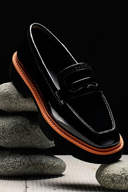 Heel Your Sole Orange Nash Heeled Genuine Leather Loafers