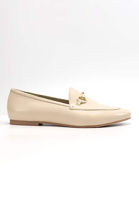 Heel Your Sole_White Koi Buckle Detailed Loafers _Online_at_Aza_Fashions