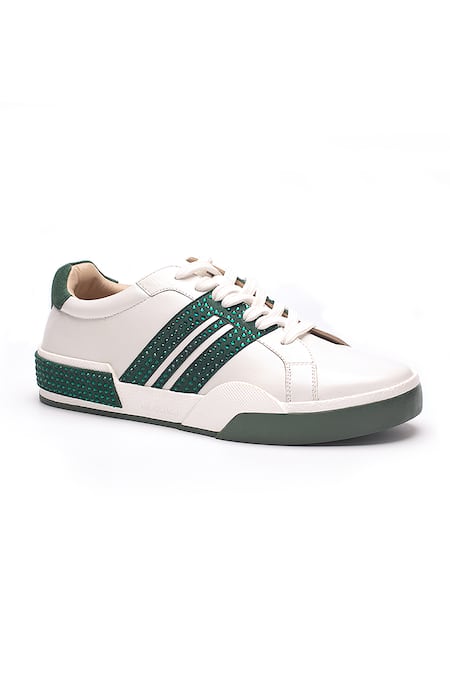 Heel Your Sole_Green Montaigne Rhinestone Embellished Sneakers_Online_at_Aza_Fashions