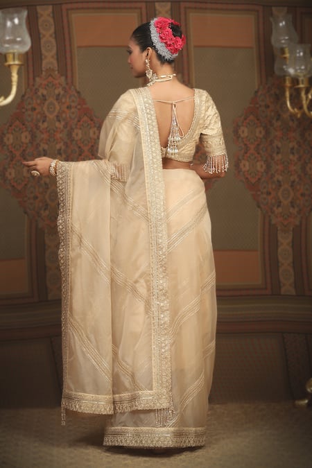 Shikhar Sharma Leheriya Gota Work Saree With Blouse 