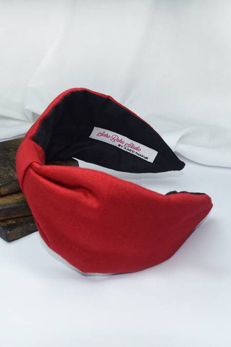 Soho Boho Studio By Aarti Thakur Red Emma Solid Turban Hair Band 2