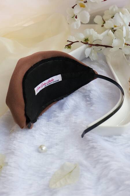 Buy_Soho Boho Studio By Aarti Thakur_Brown Paris Beret Dreamer Hair Band_Online_at_Aza_Fashions
