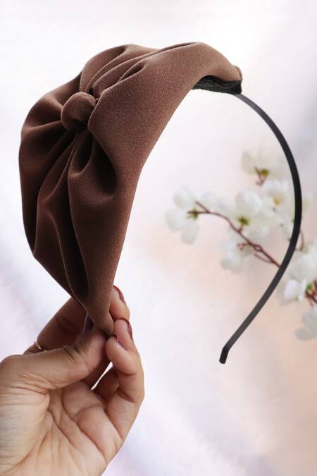 Shop_Soho Boho Studio By Aarti Thakur_Brown Paris Beret Dreamer Hair Band_Online_at_Aza_Fashions