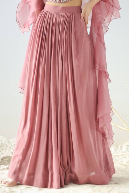 Buy Kesar Studio Purple Organza, Georgette Embroidery, Cut Work Round Neck Dana Blouse Skirt Set Online at Aza Fashions Buy_Kesar Studio_Purple Organza, Georgette Embroidery, Cut Work Round Neck Dana Blouse Skirt Set_Online_at_Aza_Fashions