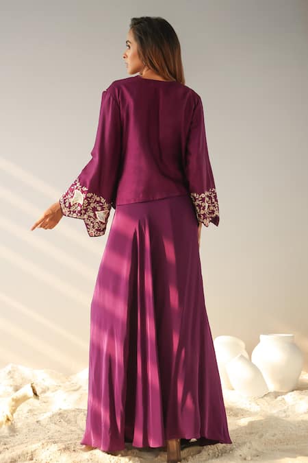 Kesar Studio Thread Embroidered Jacket Skirt Set 