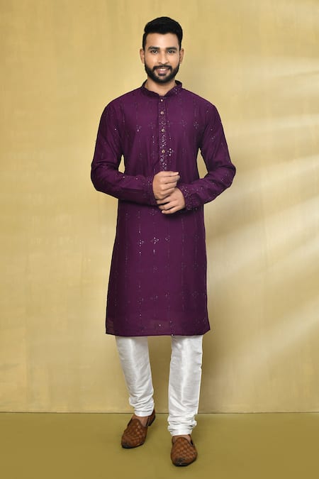 Arihant Rai Sinha Stripe Pattern Sequin Embroidered Kurta Set 