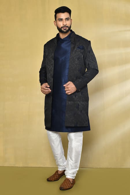 Arihant Rai Sinha Leaf Pattern Woven Jacket & Kurta Set 