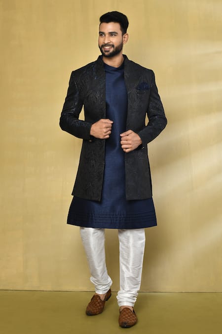 Arihant Rai Sinha Leaf Pattern Jacket & Kurta Set 