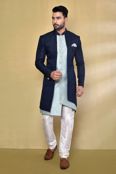 Arihant Rai Sinha Geometric Pattern Asymmetric Nawabi Kurta Set 