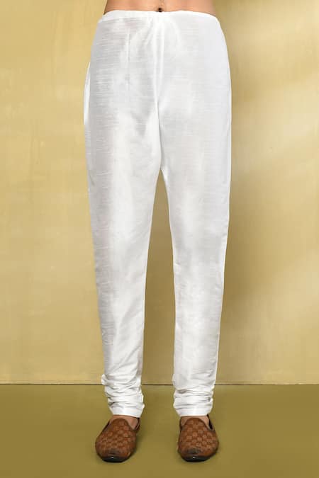 Arihant Rai Sinha_Blue Jacquard, Silk Geometric Pattern Asymmetric Nawabi Kurta Set _at_Aza_Fashions