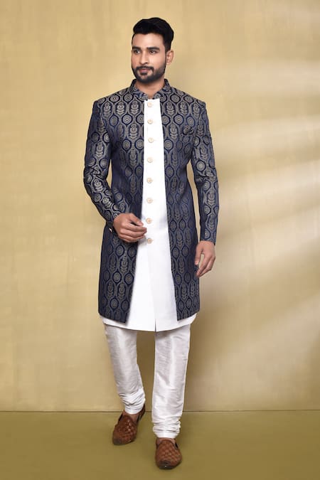 Arihant Rai Sinha Mughal Floral Pattern Asymmetric Nawabi Kurta Set 