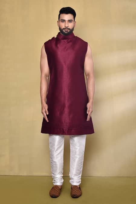 Arihant Rai Sinha_Black Jacquard, Silk Embroidery Wave Pattern Woven Jacket With Kurta Set _Online_at_Aza_Fashions