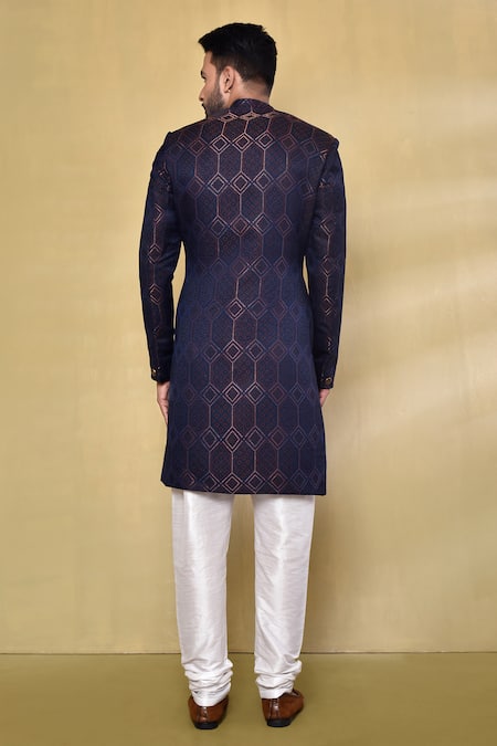 Arihant Rai Sinha Geometric Pattern Woven Jacket With Kurta Set 