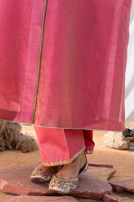 Buy The White Tree Studio Pink Kurta Handloom Cotton Embroidery Thread Sleeve And Pant Set Online at Aza Fashions Buy_The White Tree Studio_Pink Kurta Handloom Cotton Embroidery Thread Sleeve And Pant Set _Online_at_Aza_Fashions