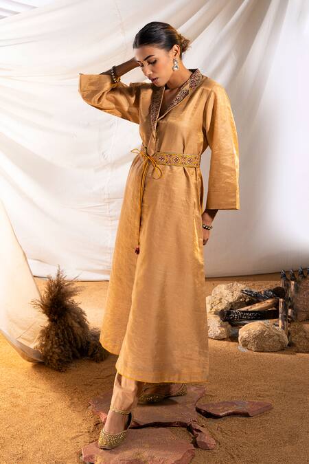 Buy The White Tree Studio Beige Kurta Handloom Cotton Embroidery Thread Suzani And Pant Set Online at Aza Fashions Buy_The White Tree Studio_Beige Kurta Handloom Cotton Embroidery Thread Suzani And Pant Set _Online_at_Aza_Fashions