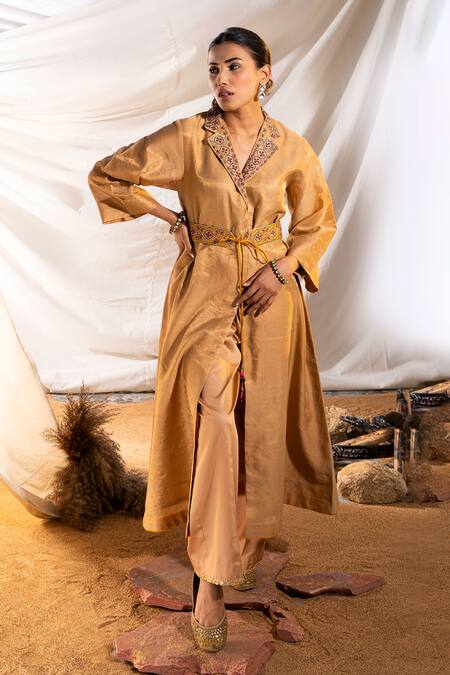 Shop The White Tree Studio Beige Kurta Handloom Cotton Embroidery Thread Suzani And Pant Set Online at Aza Fashions Shop_The White Tree Studio_Beige Kurta Handloom Cotton Embroidery Thread Suzani And Pant Set _Online_at_Aza_Fashions