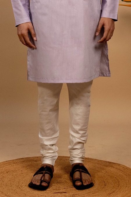 Buy_Agape_Purple Handloom Silk Plain Kurta With Churidar_Online_at_Aza_Fashions