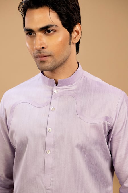 Buy_Agape_Purple Handloom Silk Plain Kurta With Churidar