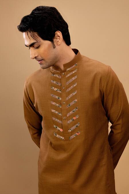 Buy_Agape_Beige Handloom Cotton Plain Kurta With Churidar