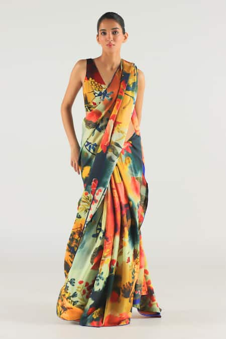 TIL Fresco Floral Print Saree With Blouse 