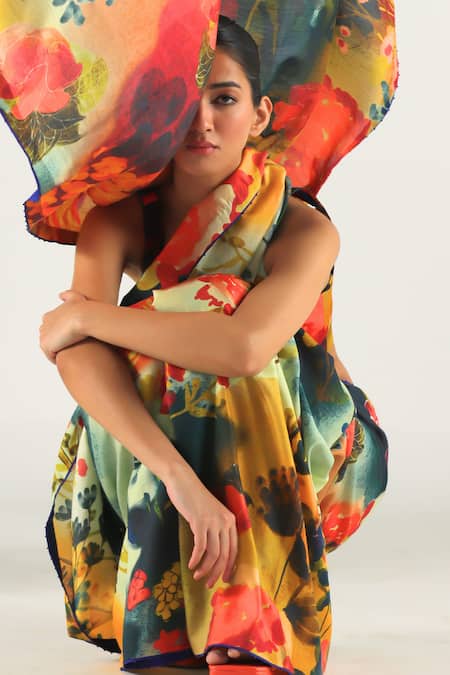 Til Fresco Floral Print Saree With Blouse 