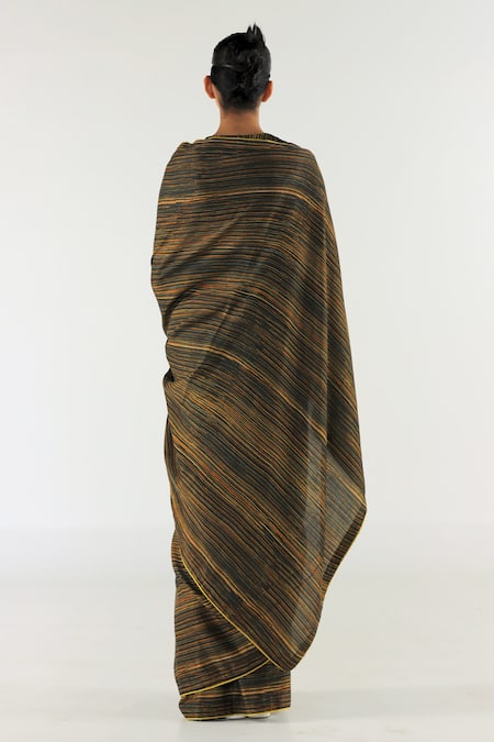 Til Multi Amber Stripe Print Saree With Blouse 