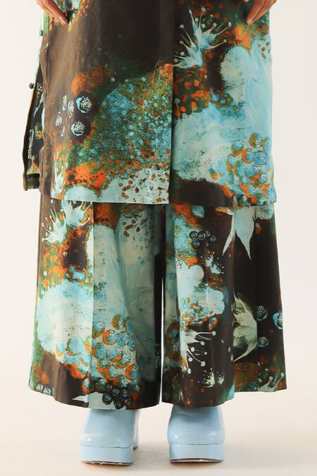 Buy Til Multi Color Chanderi V-neck Florid Hand Painted Tunic And Trouser Set Online at Aza Fashions Buy_Til_Multi Color Chanderi V-neck Florid Hand Painted Tunic And Trouser Set _Online_at_Aza_Fashions