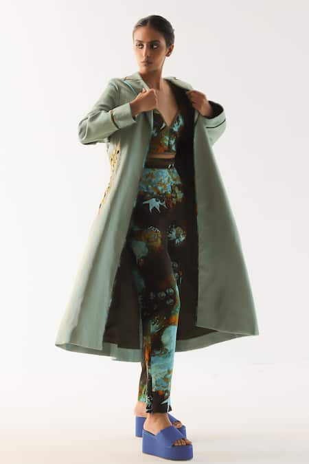 Buy Til Multi Color Cotton Satin Florid Hand Painted Straight-fit Trouser Online at Aza Fashions Buy_Til_Multi Color Cotton Satin Florid Hand Painted Straight-fit Trouser _Online_at_Aza_Fashions