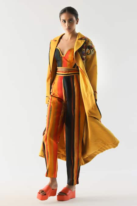 Til Multi Color Cotton Satin Calico Hand Painted Straight-fit Trouser 