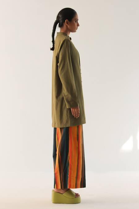 Buy_Til_Multi Color Handloom Cotton Calico Hand Painted Trouser _Online_at_Aza_Fashions