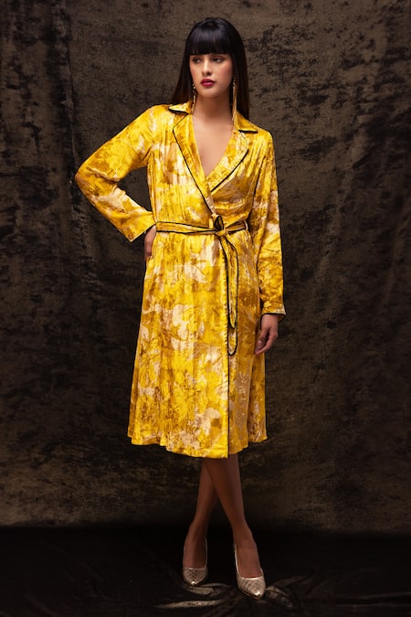 REENA SHARMA Nargis Print Robe Dress With Belt 