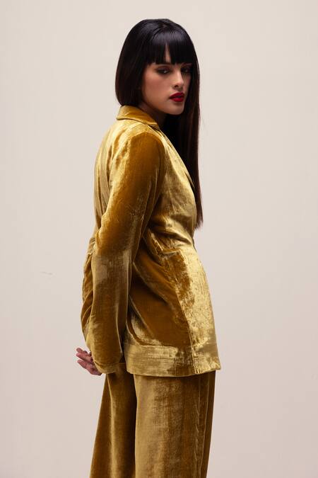 Yellow Velvet Suit Gold Velvet Jacket Womens Topshop Crinkle