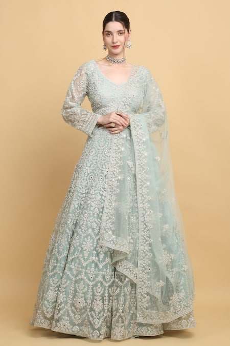 Aham-Vayam Suhana Floral Embroidered Bridal Lehenga Set 