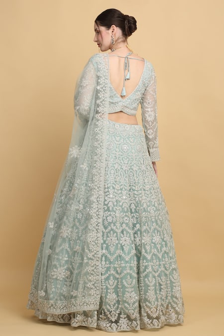 Aham-Vayam Suhana Floral Embroidered Bridal Lehenga Set 