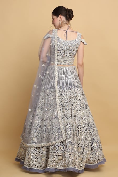Aham-Vayam Mayurupwan Embroidered Bridal Lehenga Set 