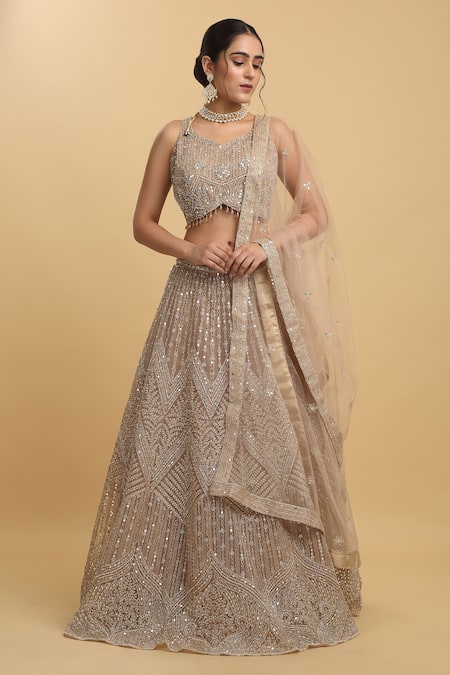 Aham-Vayam Heer Mirror & Zari Embroidered Lehenga Set 