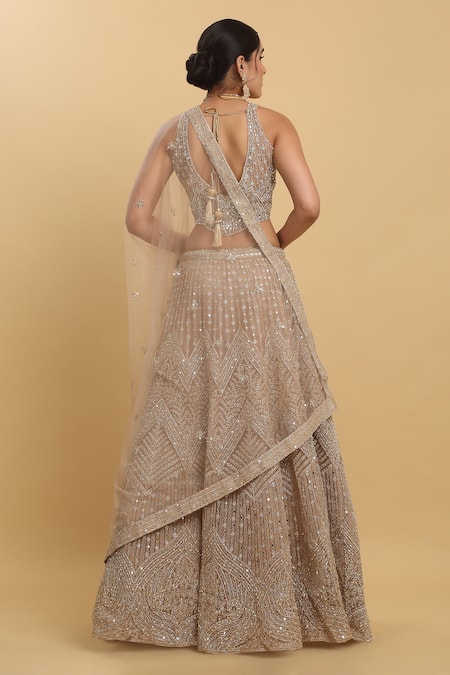 Aham-Vayam Heer Mirror & Zari Embroidered Lehenga Set 