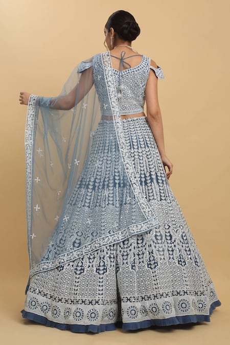 Aham-Vayam Suhana Leaf Mirror Embroidered Lehenga Set 