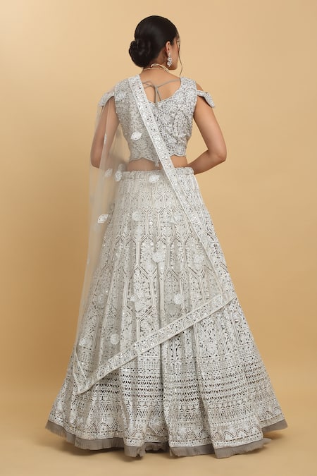 Aham-Vayam Chandra Kiran Mirror Embroidered Lehenga Set 