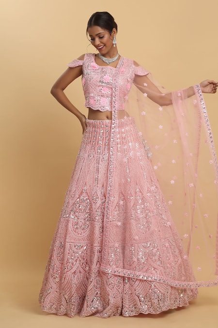 Aham-Vayam Eden Mirror Embroidered Lehenga Set 