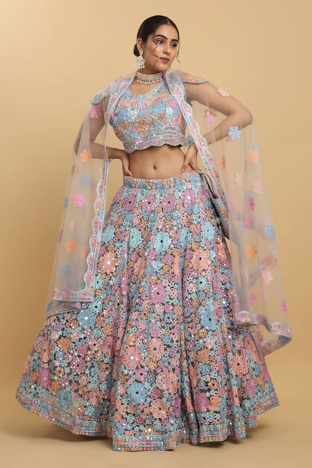 Aham-Vayam Bahaara Thread & Mirror Embroidered Lehenga Set 