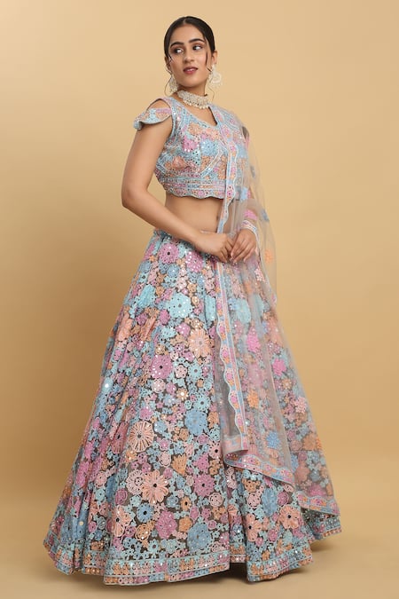Aham-Vayam Multi Color Cotton, Organza, Net, Bahaara Thread And Embroidered Lehenga Set at Aza Fashions Aham-Vayam_Multi Color Cotton, Organza, Net, Bahaara Thread And Embroidered Lehenga Set _at_Aza_Fashions