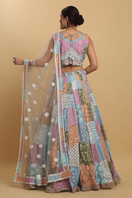 Aham-Vayam Divyam Thread & Mirror Embroidered Lehenga Set 