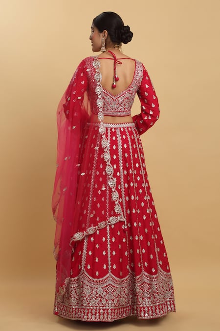 Aham-Vayam Humsa Zari Embroidered Bridal Lehenga Set 